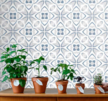 Papel tapiz azulejos elegantes formas florales - TenVinilo