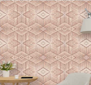 Intricate patterns wood effect wallpaper - TenStickers