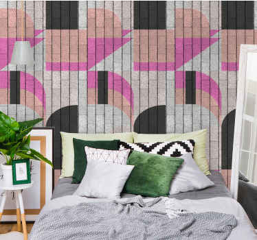 Abstract shapes on bricks contemporary wallpaper - TenStickers