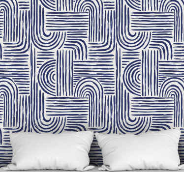 Curved Line Design geometric wallpaper - TenStickers