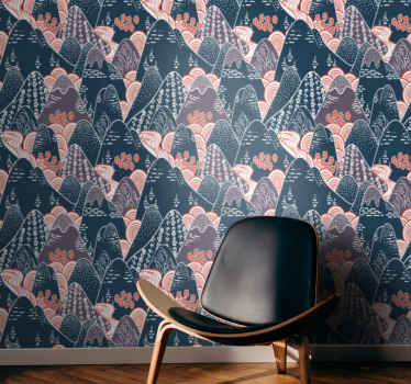Multicolor "japandi" Living Room Wallpaper - TenStickers