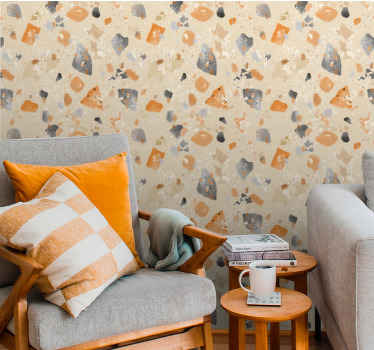 Monochromatic terrazzo pattern wallpaper - TenStickers