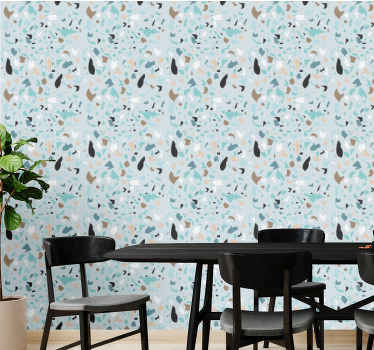 Light blue terrazzo effect dining room wallpaper - TenStickers