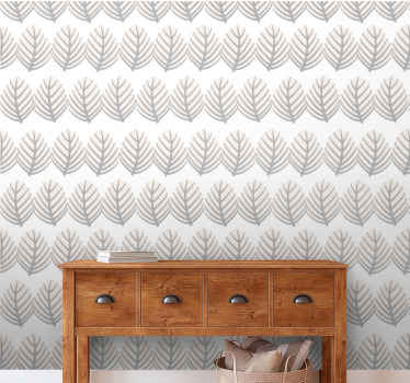 Grey leaf shaped pattern bathroom wallpaper - TenStickers