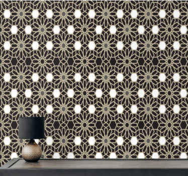 Papel tapiz azulejos tema floral geométrico - TenVinilo