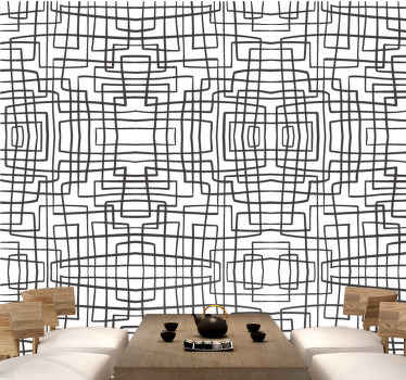 Abstract Line Pattern wallpaper for dining area - TenStickers