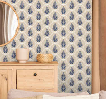 Leafy Floral Motif baroque wallpaper - TenStickers