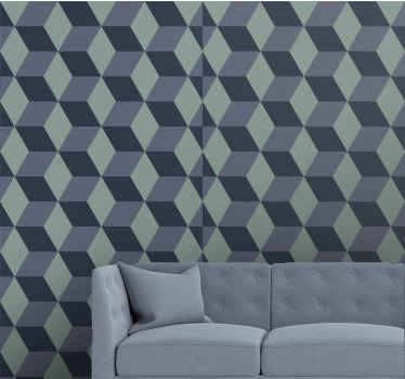 papel de parede formas geométricas padrão de cubos 3d - TenStickers