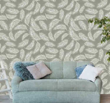 Papel pintado flores Patrón de hamptons beige tropical - TenVinilo