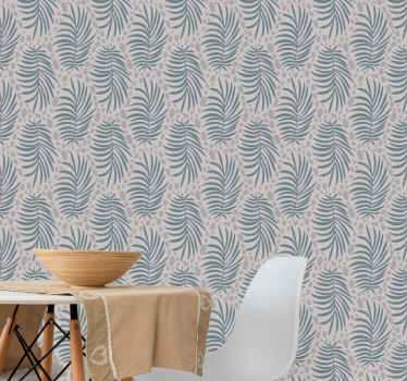 Tropical palm leaves dining room wallpaper - TenStickers