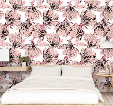 Papel tapiz floral elegantes flores rosas - TenVinilo