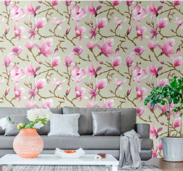 Krásna fialová tapeta z koruny stromu magnólie - Tenstickers