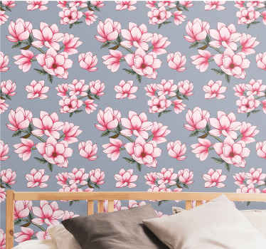 Carta da parati floreale modello magnolia rosa - TenStickers