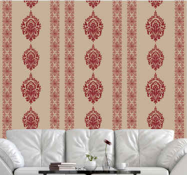 Papel tapiz barroco elegantes patrones rojos - TenVinilo