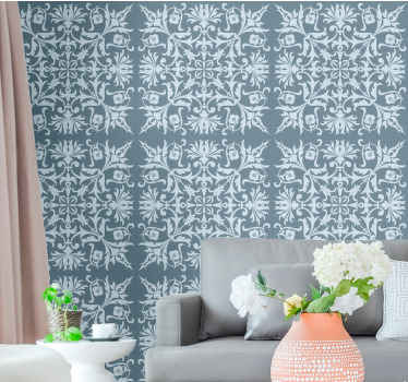 French Provincial blue floral pattern wallpaper - TenStickers