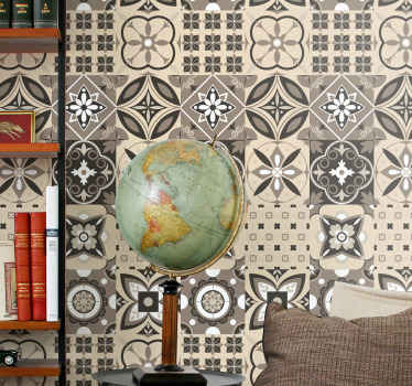 Fliesen Tapete geometrische blumenfliese - TenStickers