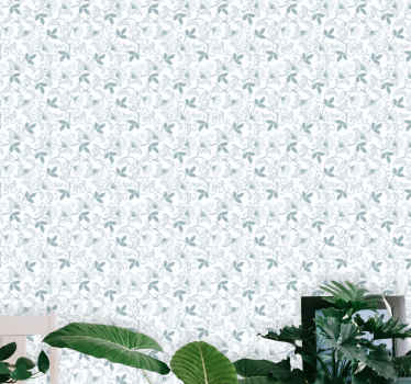 Modrá a bílá květinová grandmillenial tapeta - TenStickers