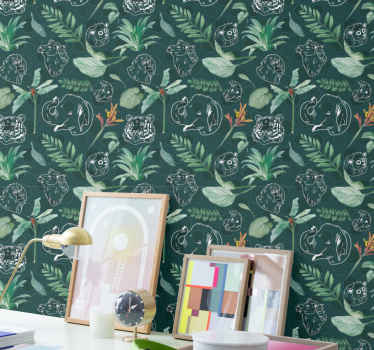 Zvířecí tváře Tropický les tapeta - TenStickers