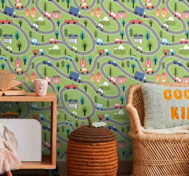 Winding Road Scene city wallpaper - TenStickers