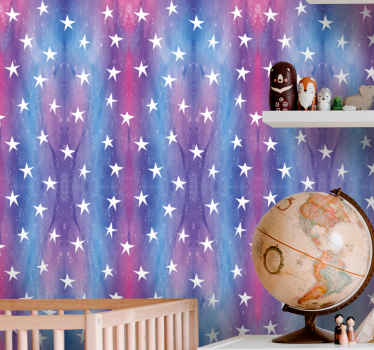 Purple and blue stripes stars wallpaper - TenStickers