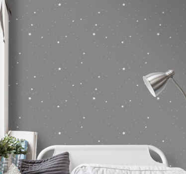 Papel pintado infantil Estrellas blancas sobre un fondo gris - TenVinilo