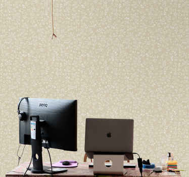 Delicate beige and white home office wallpaper - TenStickers