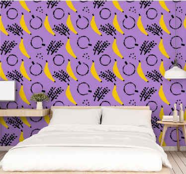 アフリカの紫色のバナナのデザインの抽象的な壁紙 - TENSTICKERS