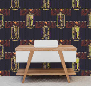 Jahrgang Tapete retro-wasserfalllandschaft - TenStickers