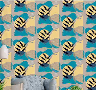 Stylized Leaf Pattern floral wallpaper - TenStickers