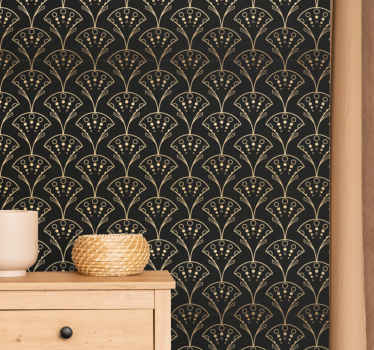 Papel tapiz moderno elegantes formas doradas - TenVinilo