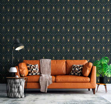 Papel tapiz moderno formas geométricas doradas - TenVinilo