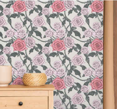 Blumentapete rosenrankenmuster - TenStickers