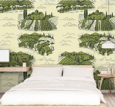 Rural scene rustic wallpaper - TenStickers