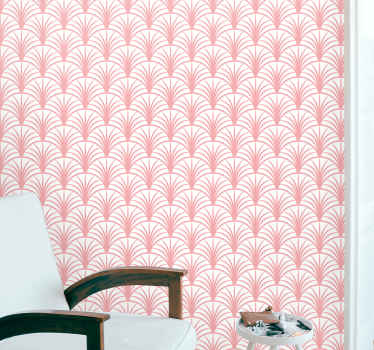 Papel tapiz moderno patrones de abanicos rosas - TenVinilo
