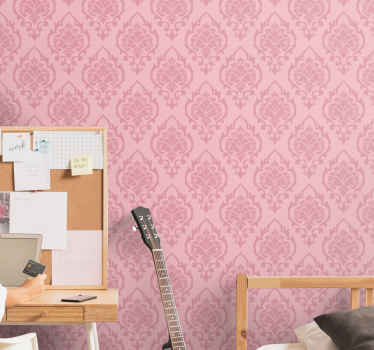 Pink floral pattern baroque wallpaper - TenStickers