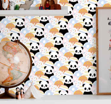 Panda Pattern animals wallpaper - TenStickers
