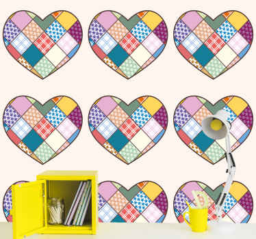 Tapete florale Ornamente patchwork-herzen-design - TenStickers