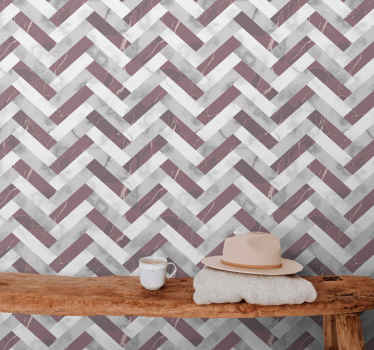 Gråt chevron mønster marmor tapet - TenStickers