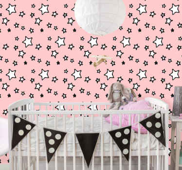 Tapete Babyzimmer rosa sterne design - TenStickers