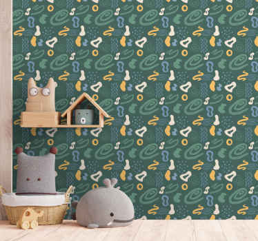 Tapete geometrisch muster aus gebogenen formen - TenStickers