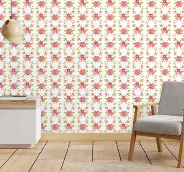 χαριτωμένα τριαντάφυλλα με φύλλα λουλουδάτα ταπετσαρία - TenStickers