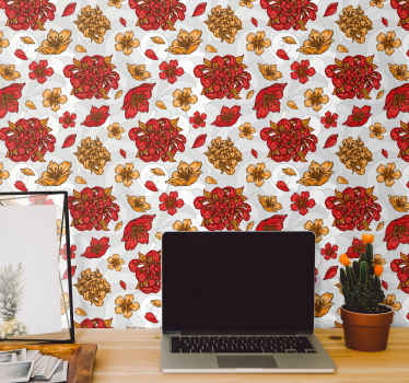 Papel pintado floral Rosas japonesas - TenVinilo