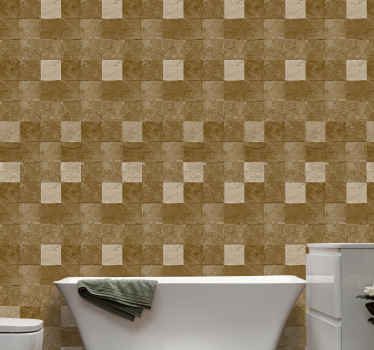 Papier peint salle de bain motif carré texturé - TenStickers