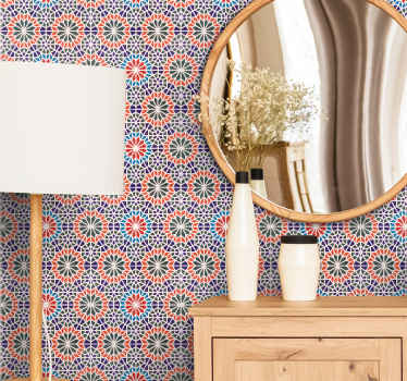 Papel tapiz floral motivos florales geométricos - TenVinilo