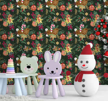 Grene julepynt tapet - TenStickers