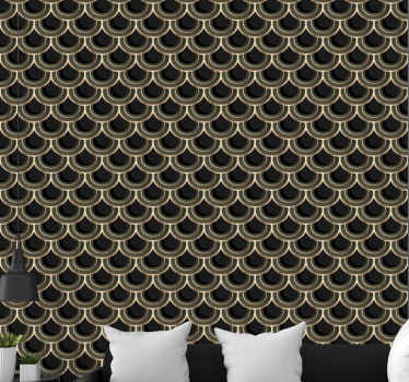 Art deco blue gold modern wallpaper - TenStickers