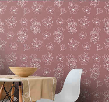 Finom barna színű Tapéta Virágok - TenStickers