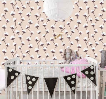 Bomullsblomstmønster tapet baby - Tenstickers