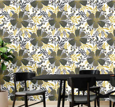 Botanical balance living room wallpaper - TenStickers