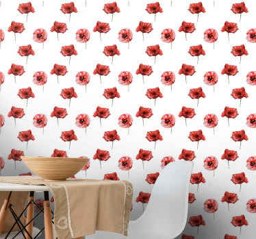 Blumentapete rotes mohnmuster - TenStickers